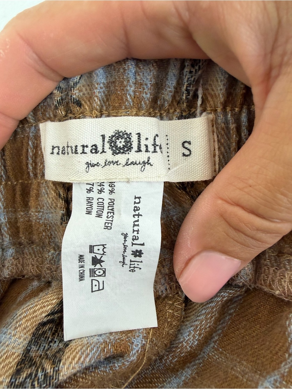 NATURAL LIFE Becket Flannel Plaid Patch Pocket Pants size Small - Picture 6 of 6